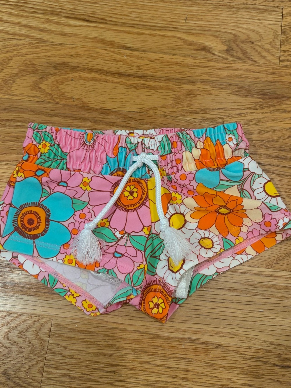 Show Me Your MuMu Pink & Turquoise Floral Kids Swim Trunks